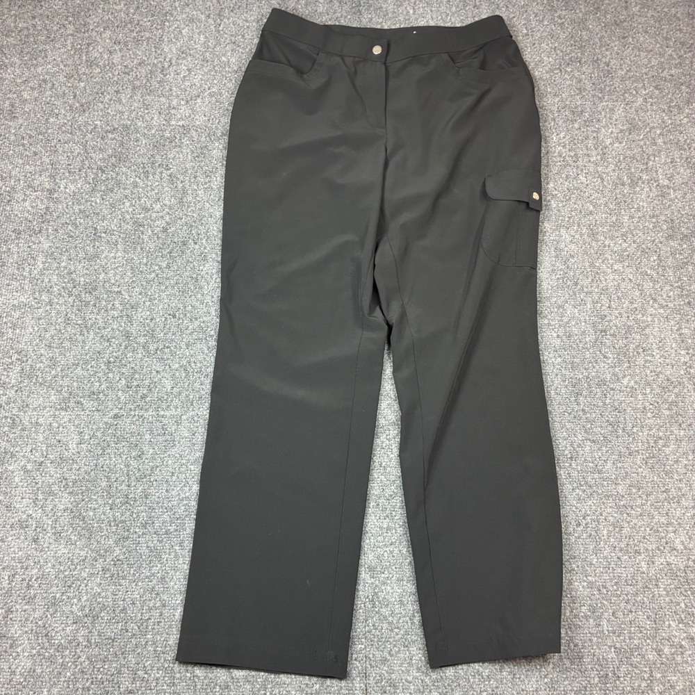Weekends by Chico's Black‎ Cargo Pants Straight Leg Size 1 Short Z121-S